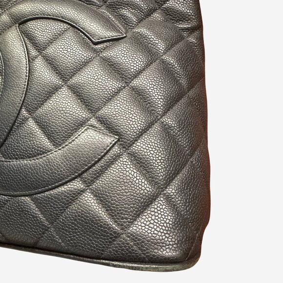 Chanel Medallion Tote Quilted Caviar Dark Navy With Silver Hardware - Picture 11 of 12